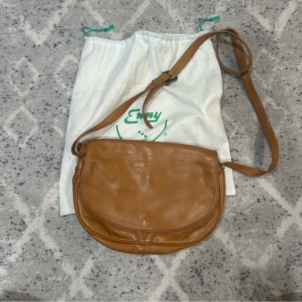 Enny Italian Leather Vintage Bag, Camel Color, Like New